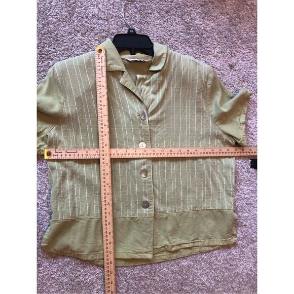 Froxx Women’s Green Striped Pattern 2 Piece Suit Blazer and Pants Size L - Picture 7 of 12